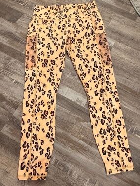 Fabletics PowerHold Leopard Leggings Large High Waisted Workout Pants